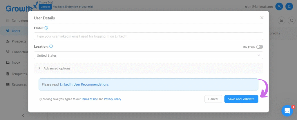 Growth-X Handle Multiple User Accounts