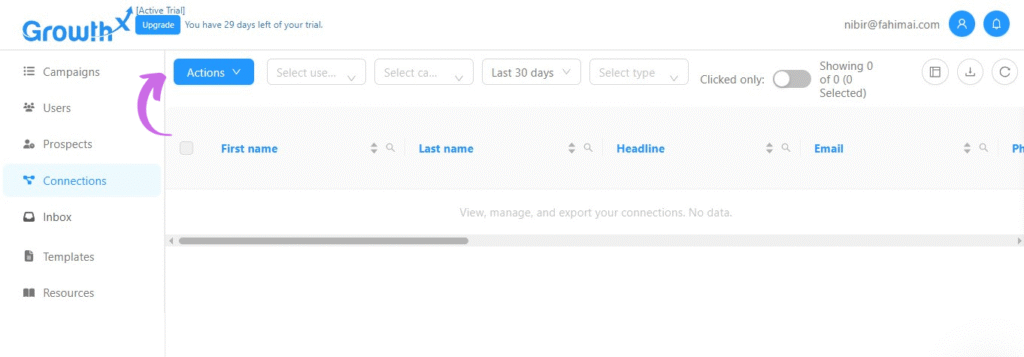 Growth-X Manage Connections