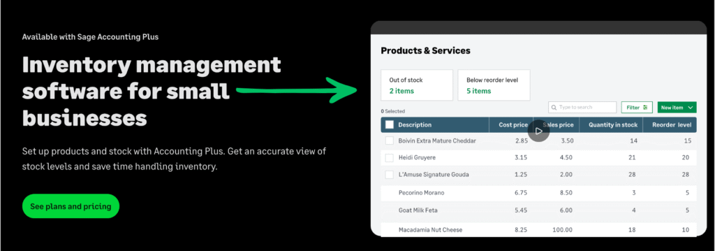 sage Inventory management