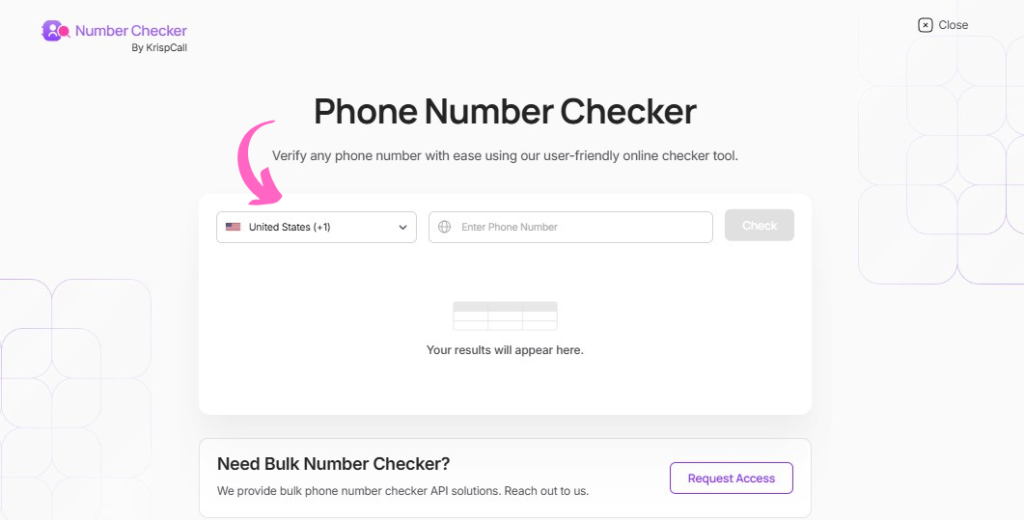 Krispcall Online Phone Number Checker