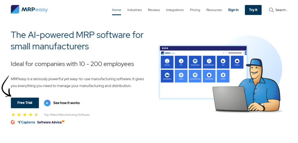 MRPeasy Review: Boosting Efficiency in Manufacturing in 2025 3 MRPeasy homepage