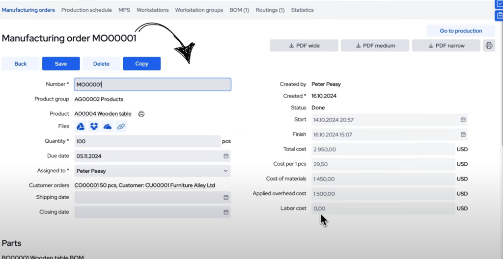 MRPeasy Review: Boosting Efficiency in Manufacturing in 2025 7 MRPeasy manufacturing order