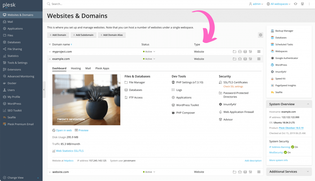 Plesk Setup Websites & Domains