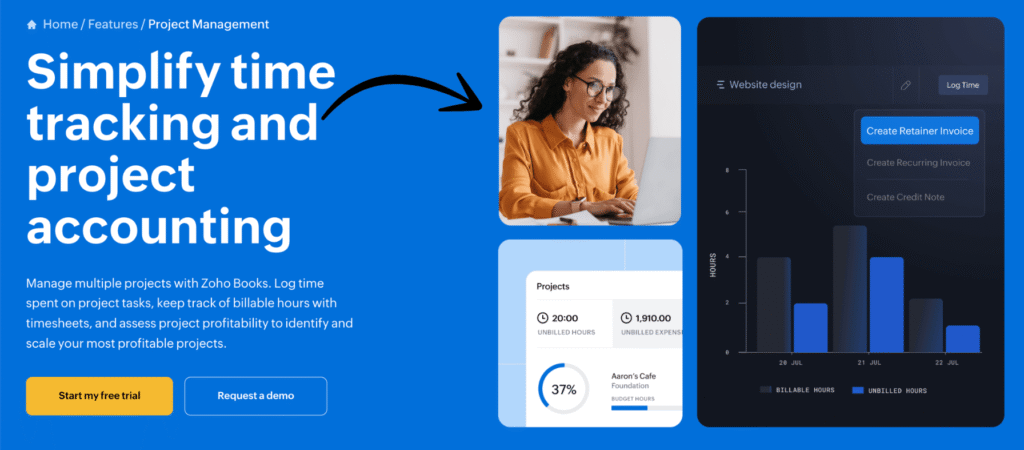 zoho books Project Management