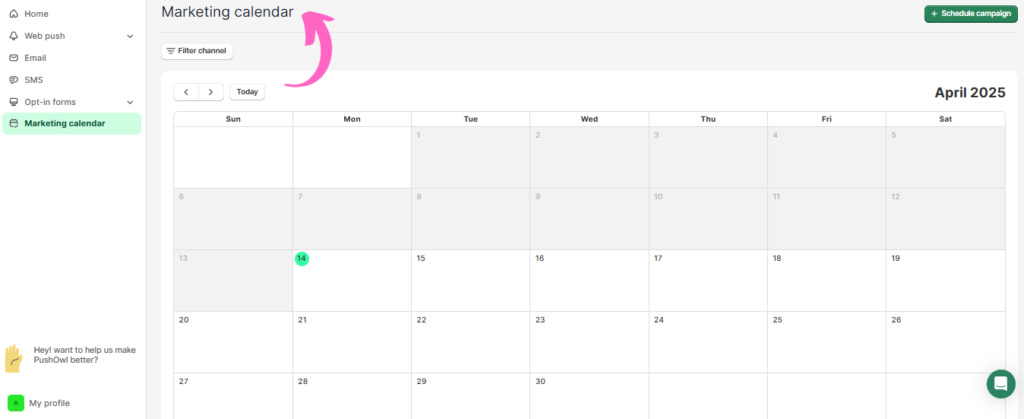 PushOwl Marketing Calender