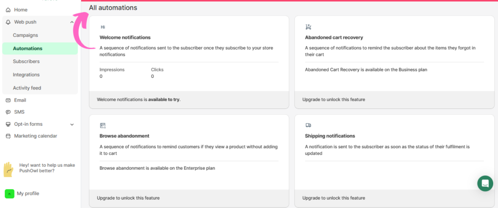 PushOwl Reliable Automations