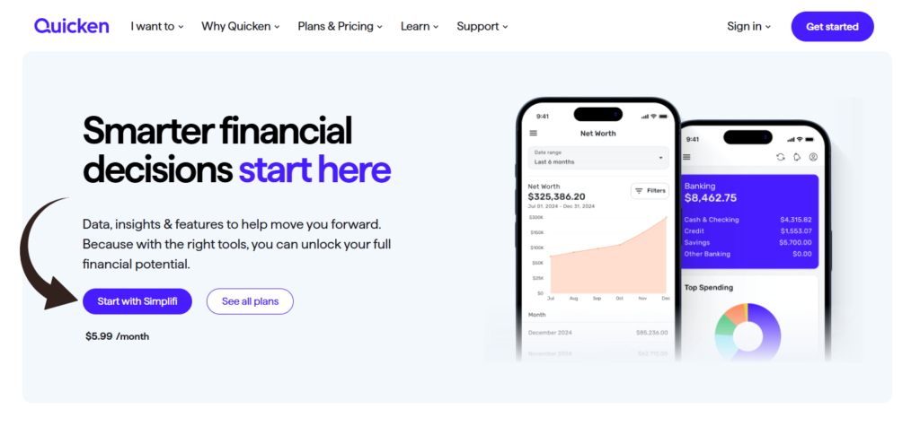 Quicken homepage