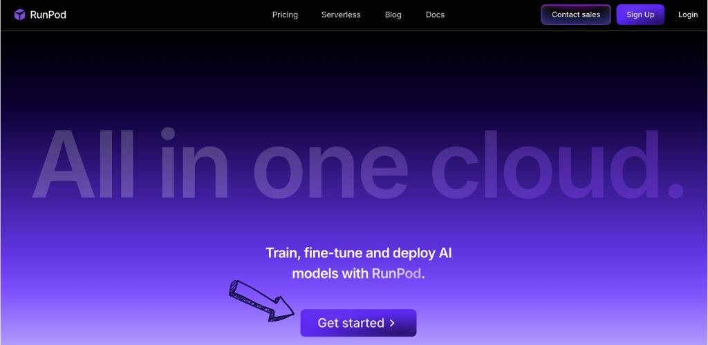 RunPod homepage