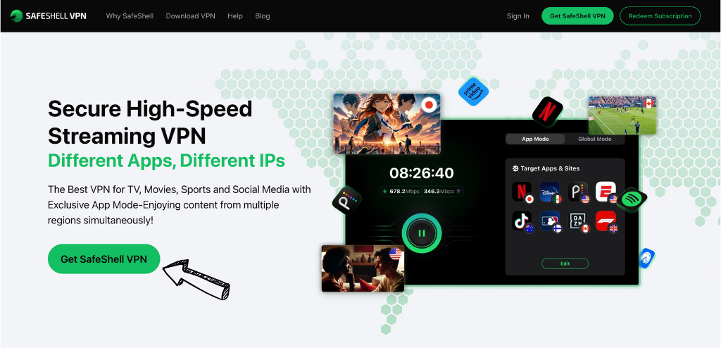 SafeShell VPN homepage