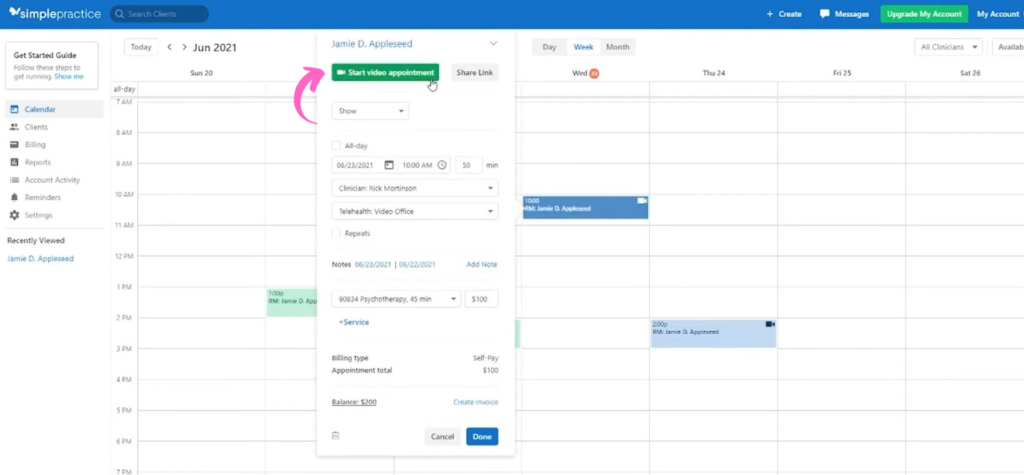 SimplePractice Detailed Scheduling