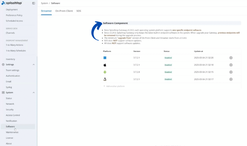 Splashtop Reliable System Configuration