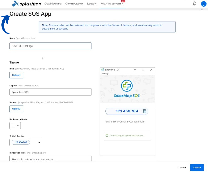 Splashtop SOS App Customization