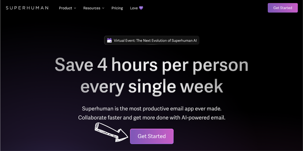 Superhuman homepage