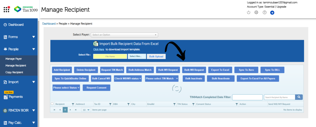 Tax1099 manage recipient