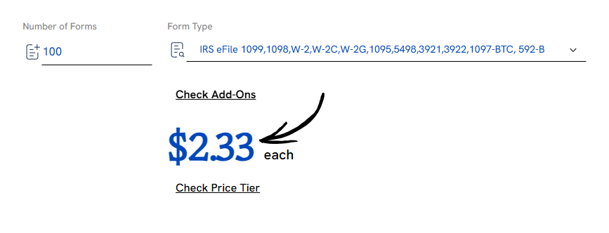 Tax1099 pricing