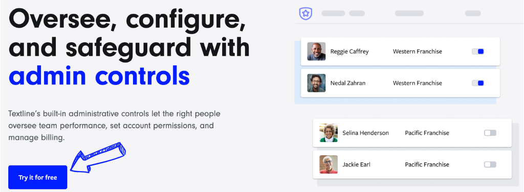 Textline admins controls