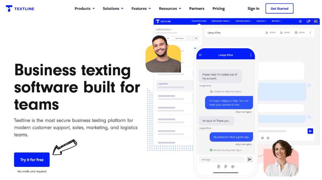 Textline homepage