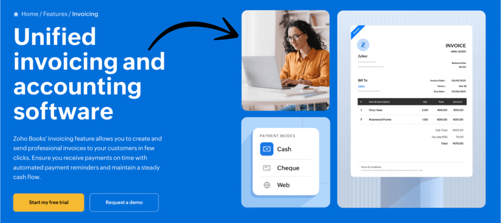 zoho books Unified invoicing and accounting