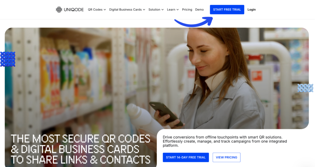 Uniqode homepage