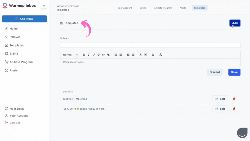 WarmupInbox Customizable Templates