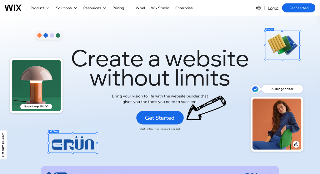Wix homepage