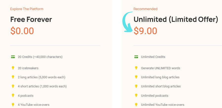 Writecream Pricing