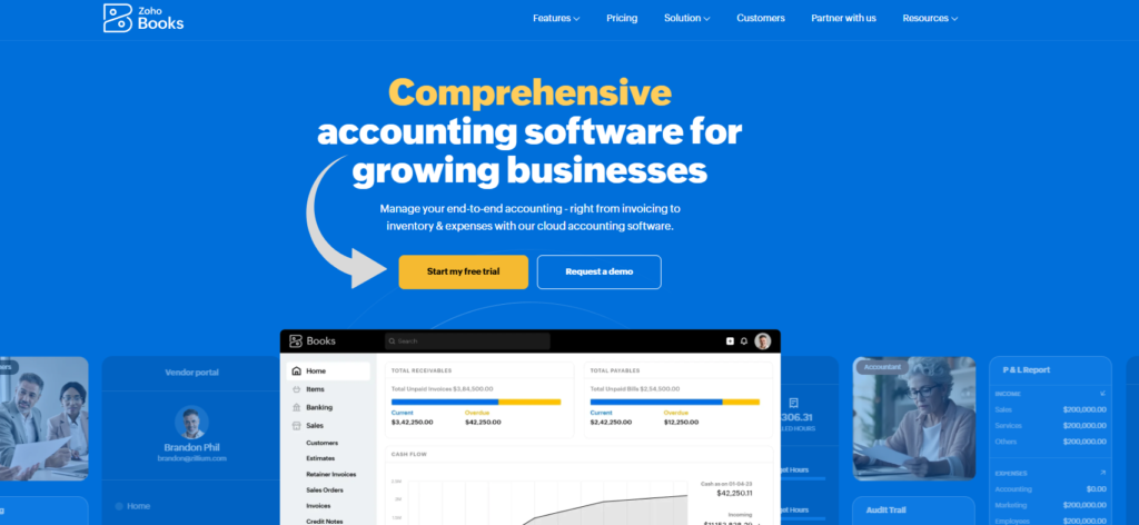 Zoho Books homepage