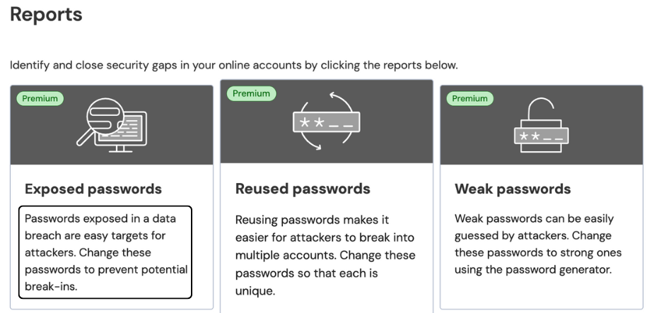 bitwarden reports