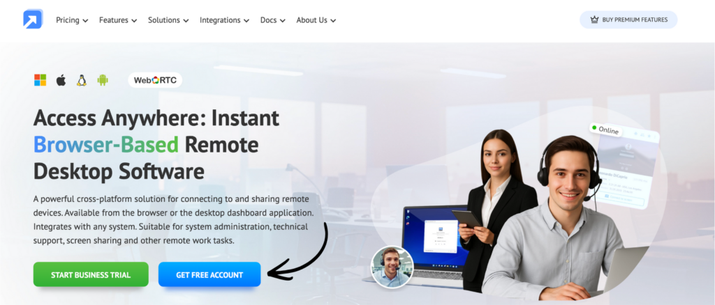 Getscreen Review 2026: The Best Free Remote Desktop Tool? 3 getscreen homepage
