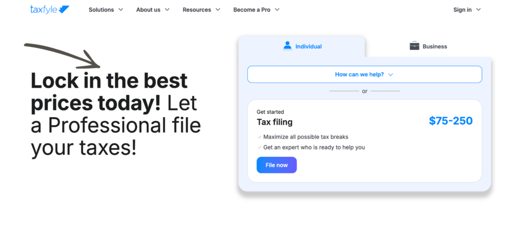 taxfyle homepage