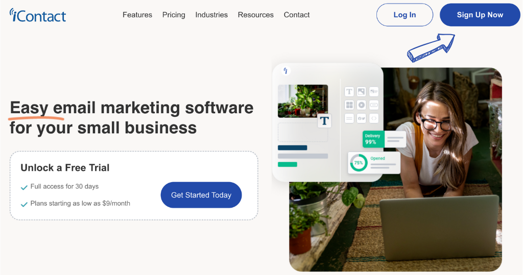 iContact homepage