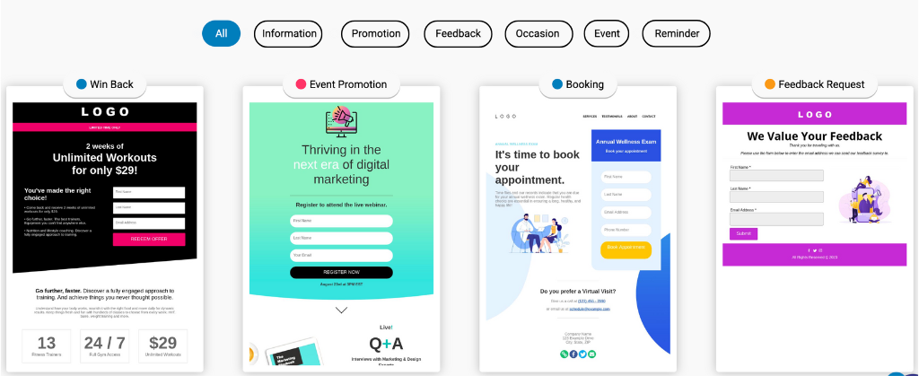 iContact landing pages
