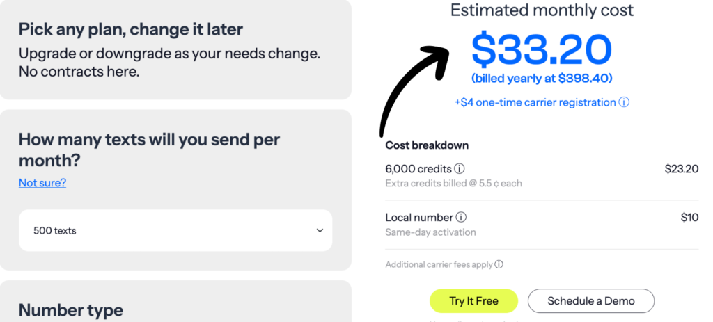 simpletexting pricing