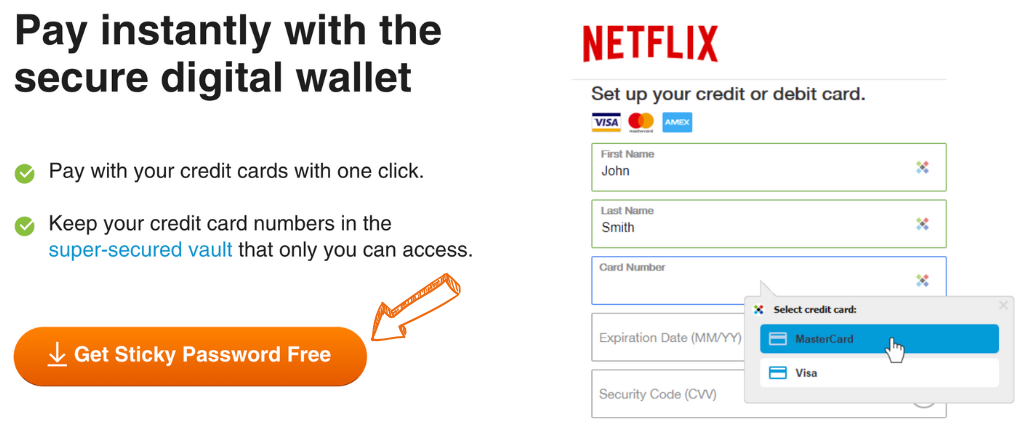 sticky password digital wallet