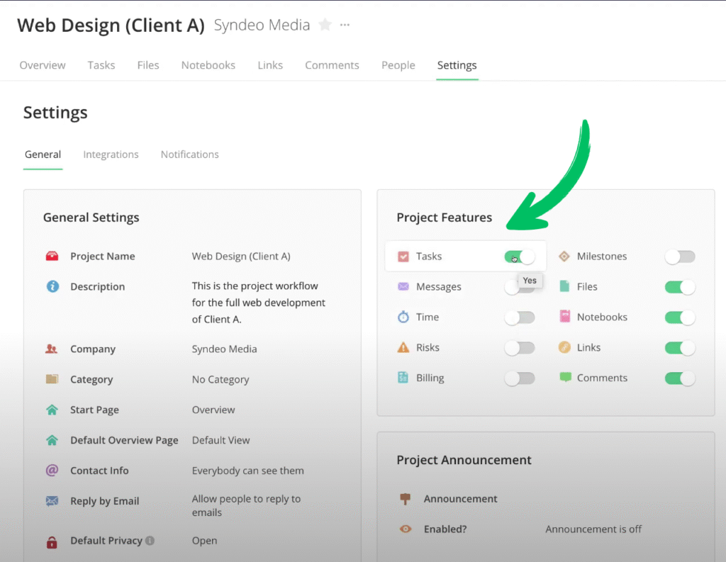 teambook project elements & setting