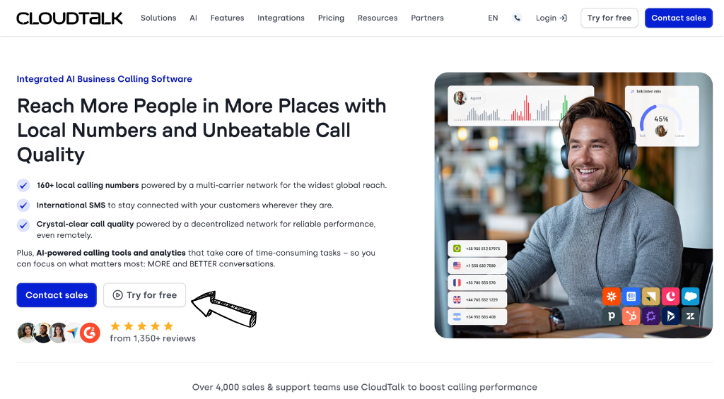 CloudTalk homepage