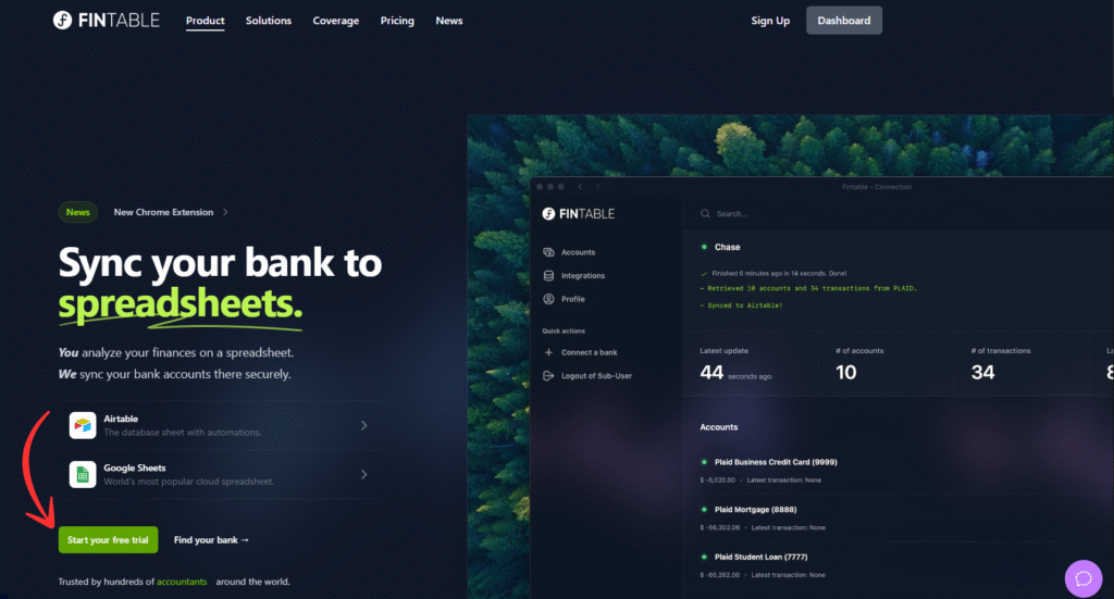 Fintable homepage