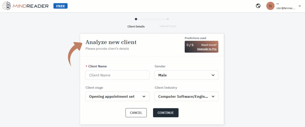 Mindreader AI Analyze Clients