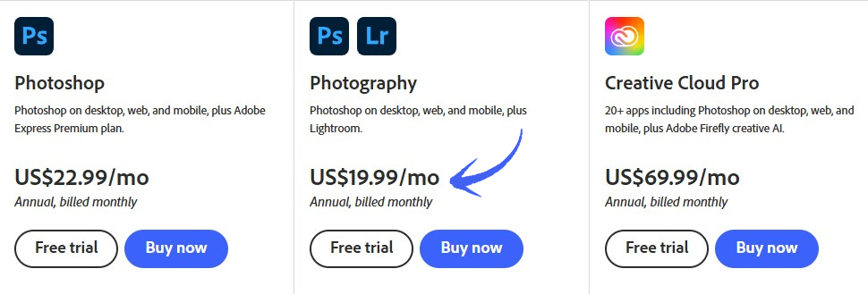 Photoshop Pricing