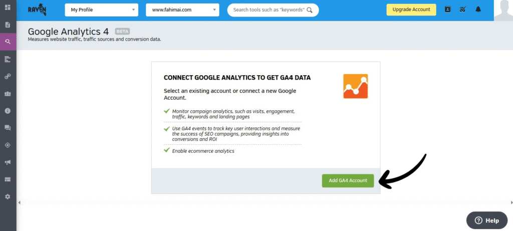 Raven Tools Google Analytics Integration