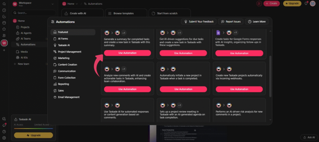 Taskade Powerful Automations