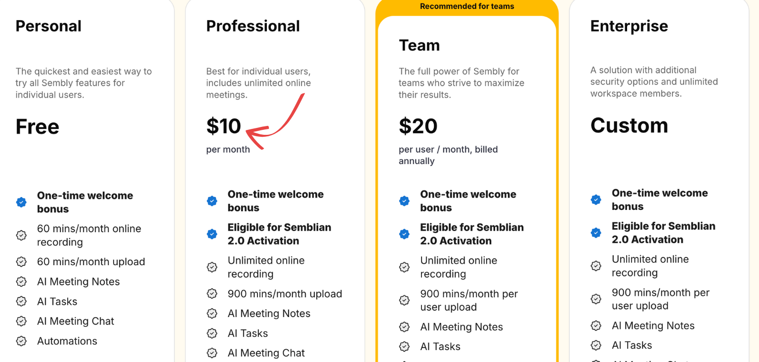 sembly pricing