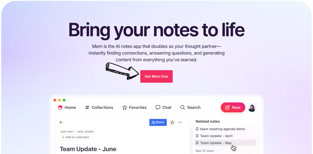 Mem AI homepage