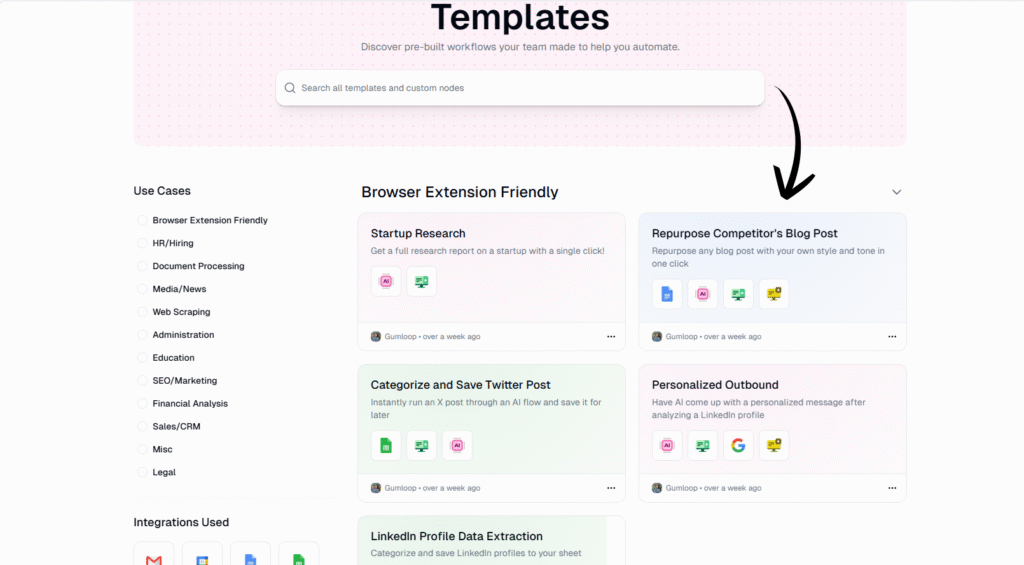 gumloop pre built templates