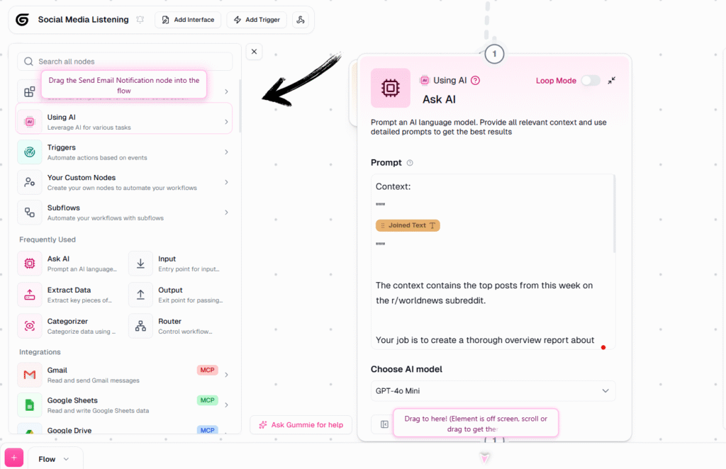 gumloop social media listening