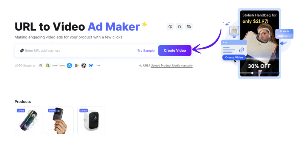 jogg url to video ad maker