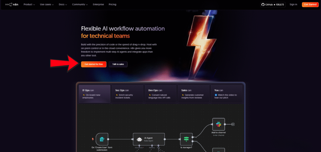 n8n homepage
