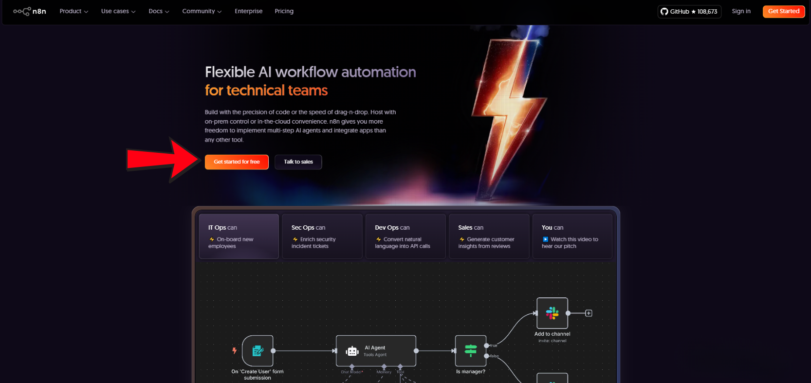 n8n homepage