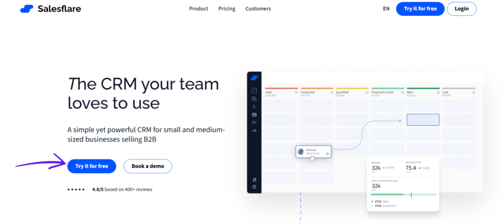 salesflare homepage