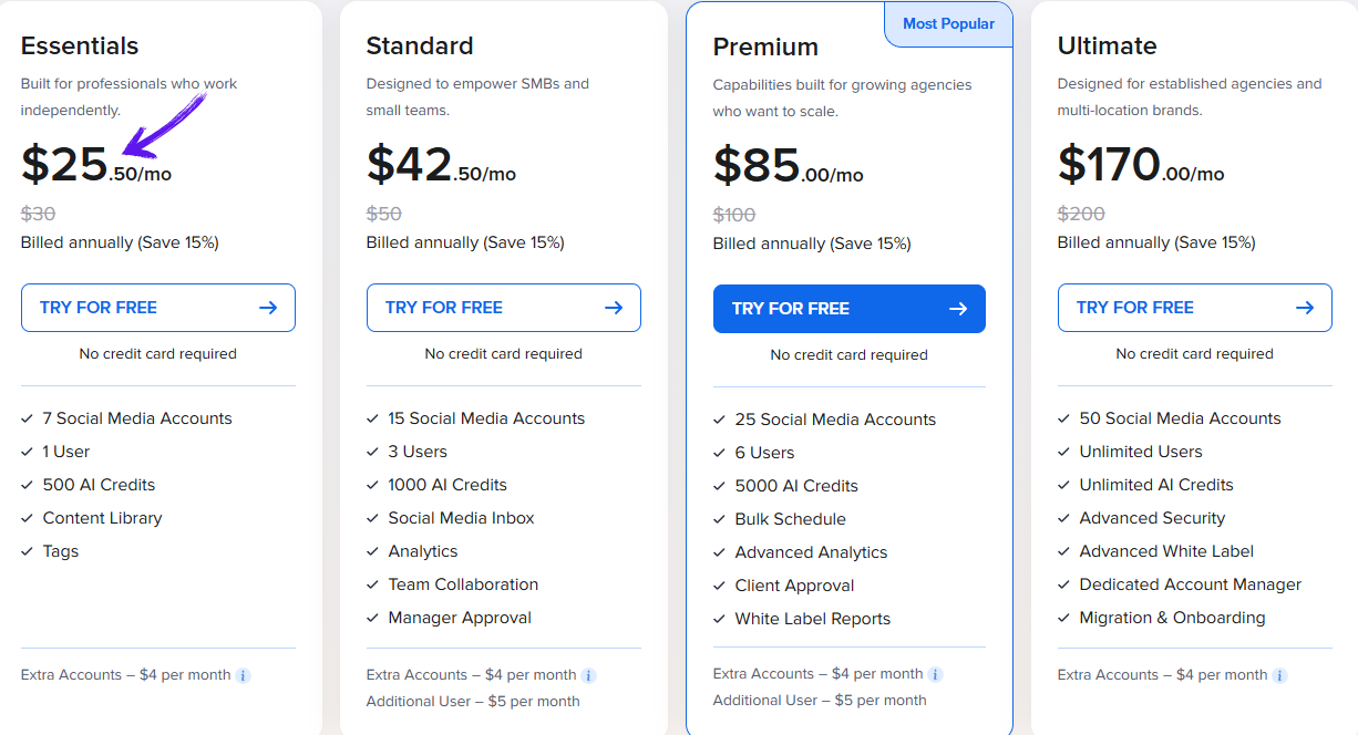 social pilot pricing